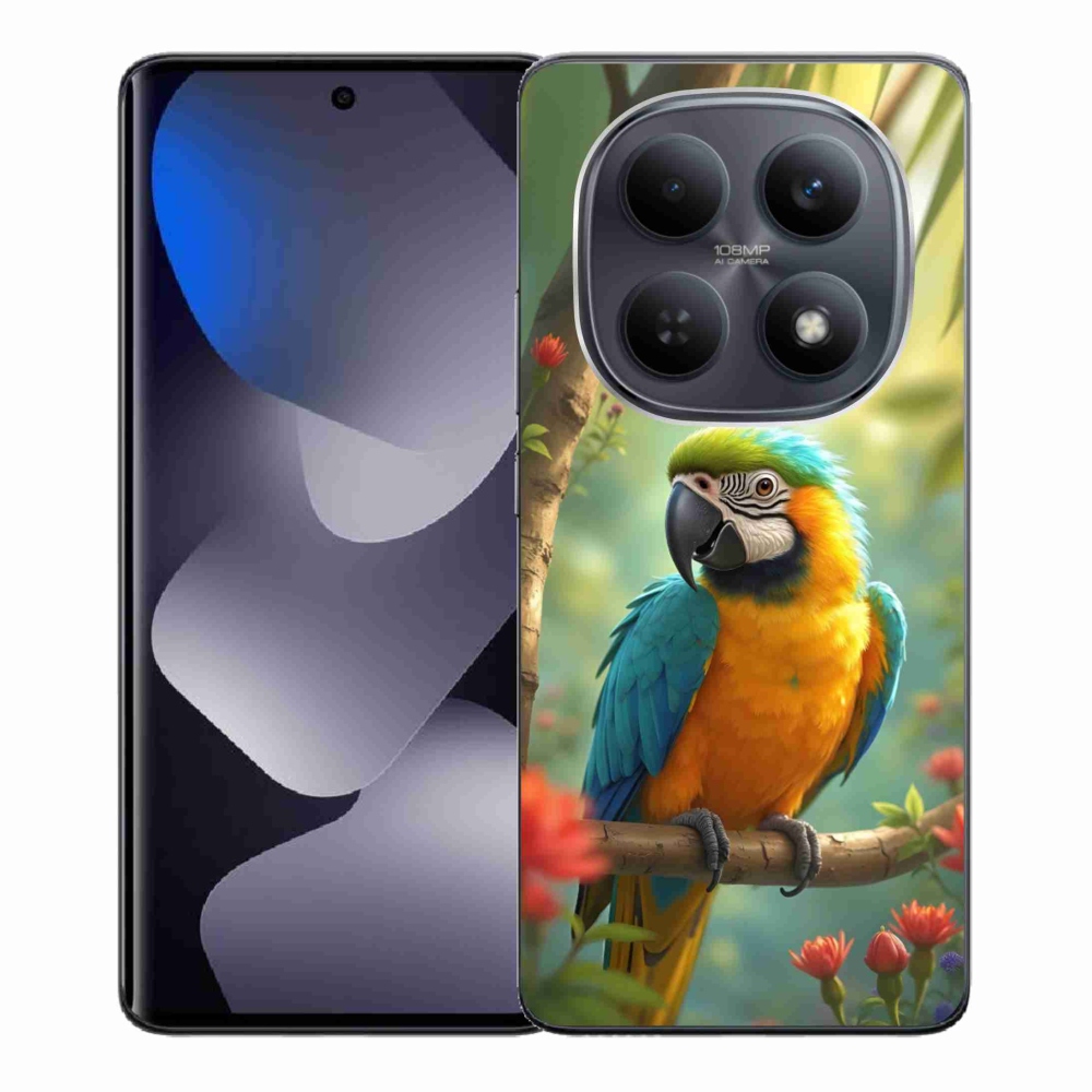 Gelový kryt mmCase na Xiaomi Redmi Note 15 4G - papoušek ara modrožlutá