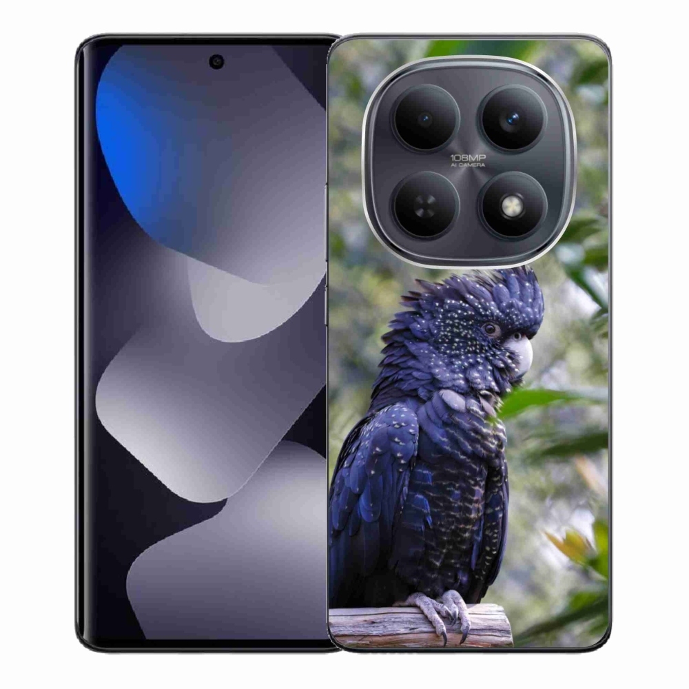 Gelový kryt mmCase na Xiaomi Redmi Note 15 4G - papoušek kakadu černý