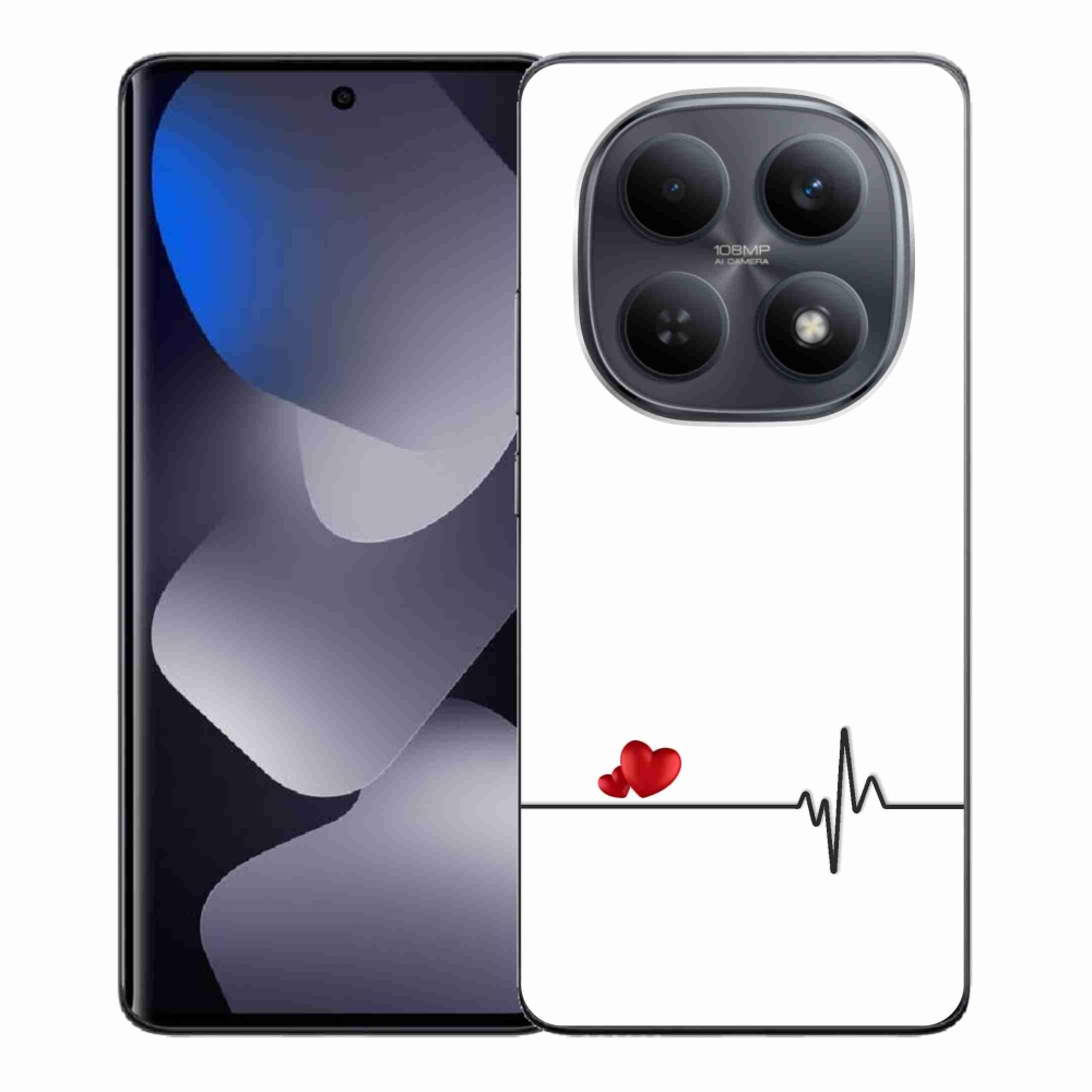 Gelový kryt mmCase na Xiaomi Redmi Note 15 4G - srdce a tep bílé pozadí