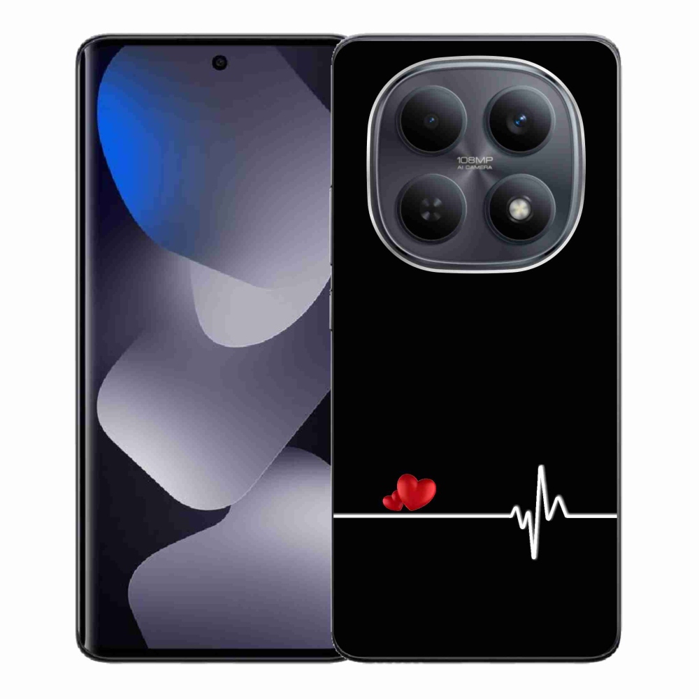 Gelový kryt mmCase na Xiaomi Redmi Note 15 4G - srdce a tep černé pozadí