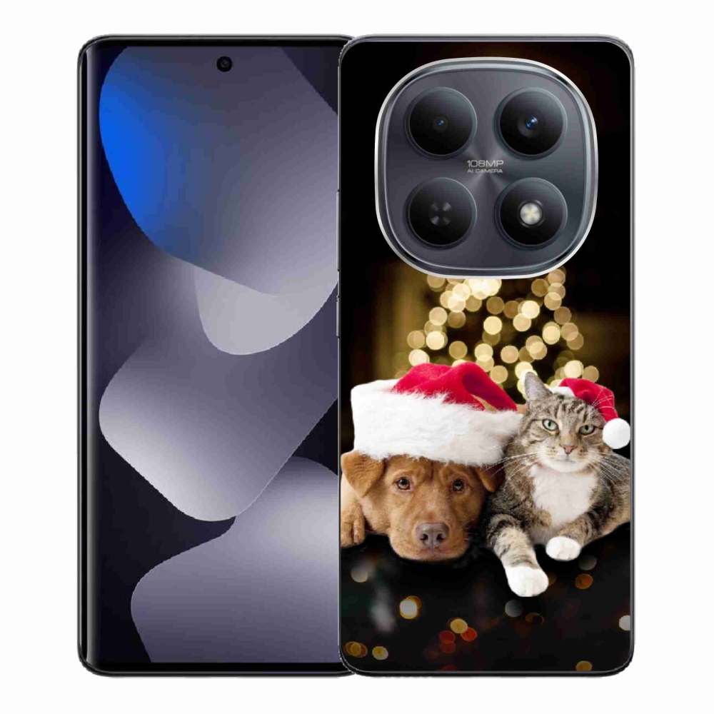 Gelový kryt mmCase na Xiaomi Redmi Note 15 4G - vánoční pes a kočka