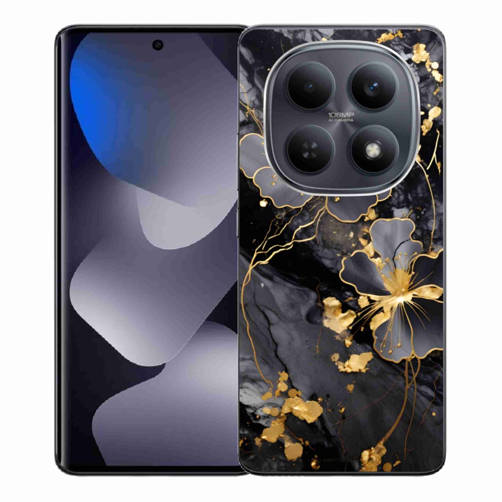 Gelový kryt mmCase na Xiaomi Redmi Note 15 4G - zlaté květy