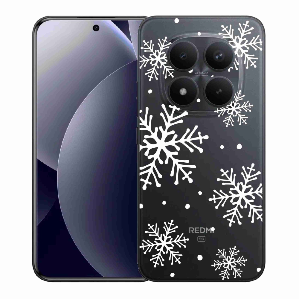 Gelový kryt mmCase na Xiaomi Redmi Note 15 Pro+ 5G/Xiaomi Poco M8 Pro 5G - bílé vločky na průhledném pozadí