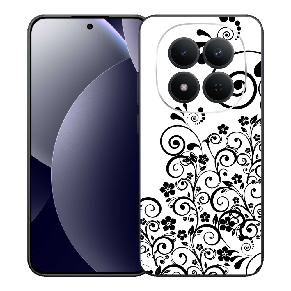 Gelový kryt mmCase na Xiaomi Redmi Note 15 Pro 5G - černobílé květinové vzory