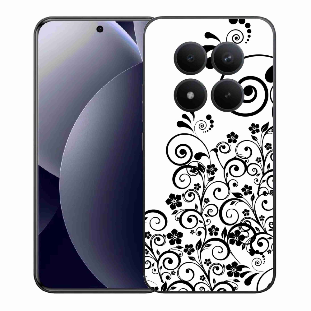 Gelový kryt mmCase na Xiaomi Redmi Note 15 Pro+ 5G/Xiaomi Poco M8 Pro 5G - černobílé květinové vzory