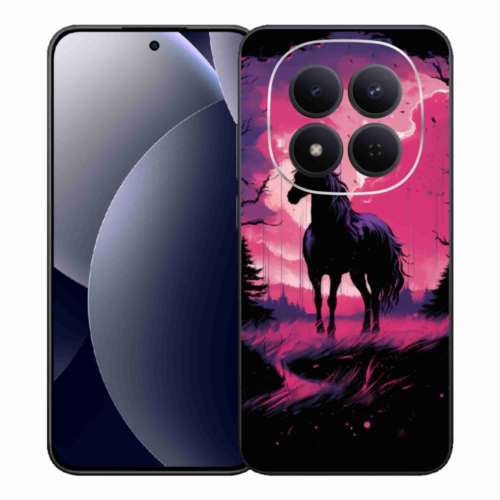 Gelový kryt mmCase na Xiaomi Redmi Note 15 Pro 5G - černý kreslený kůň 1