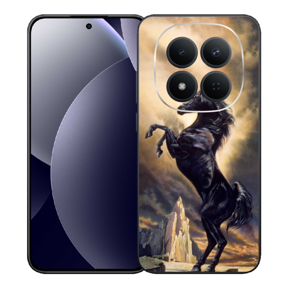 Gelový kryt mmCase na Xiaomi Redmi Note 15 Pro 5G - černý kreslený kůň