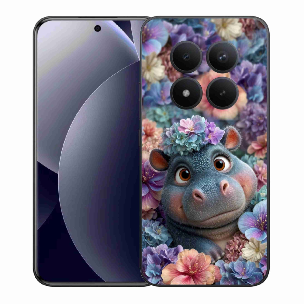 Gelový kryt mmCase na Xiaomi Redmi Note 15 Pro+ 5G - hrošík v květinách