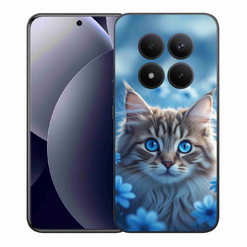 Gelový kryt mmCase na Xiaomi Redmi Note 15 Pro+ 5G - koťátko v modrých květech