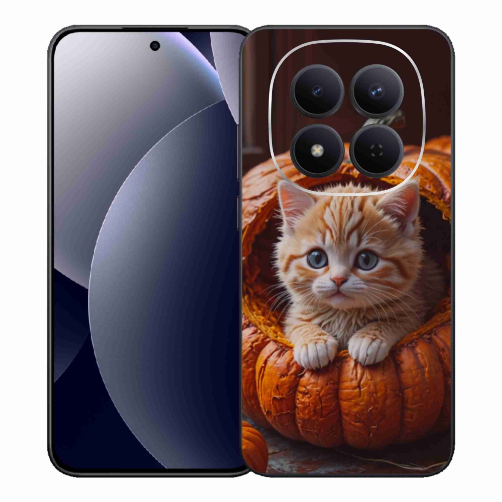 Gelový kryt mmCase na Xiaomi Redmi Note 15 Pro 5G - kotě a dýně 2