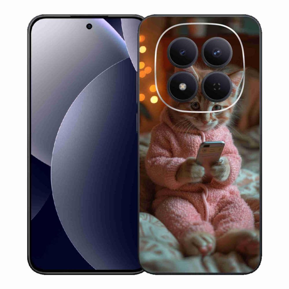 Gelový kryt mmCase na Xiaomi Redmi Note 15 Pro 5G - kotě s mobilem
