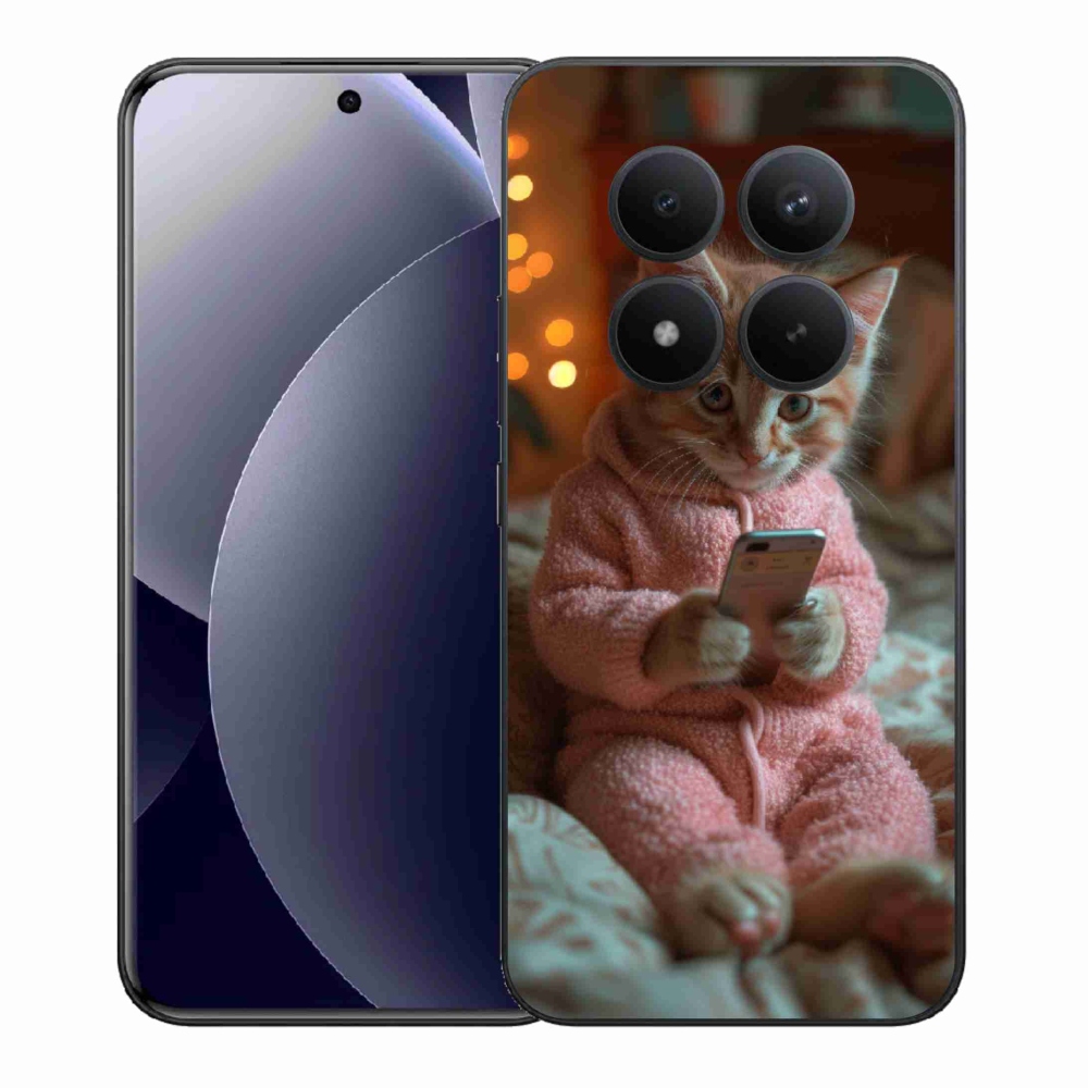 Gelový kryt mmCase na Xiaomi Redmi Note 15 Pro+ 5G/Xiaomi Poco M8 Pro 5G - kotě s mobilem