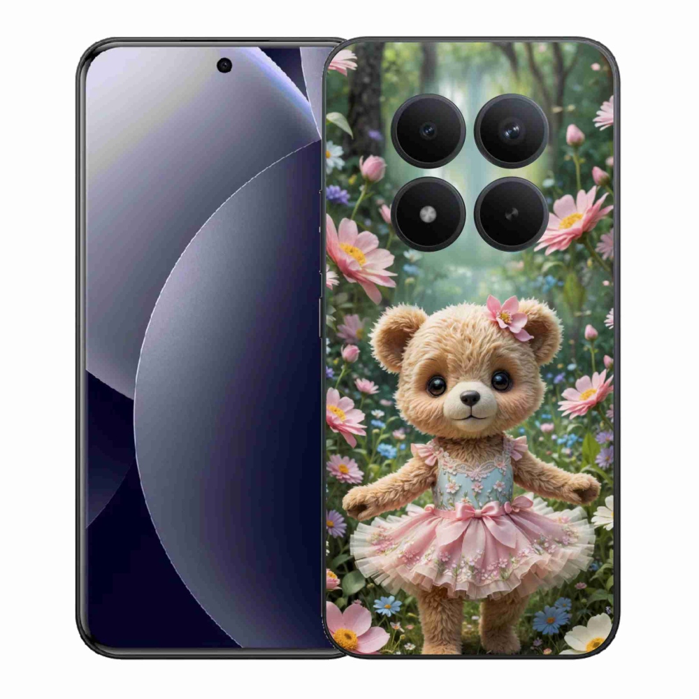 Gelový kryt mmCase na Xiaomi Redmi Note 15 Pro+ 5G - roztomilý medvídek v květinách