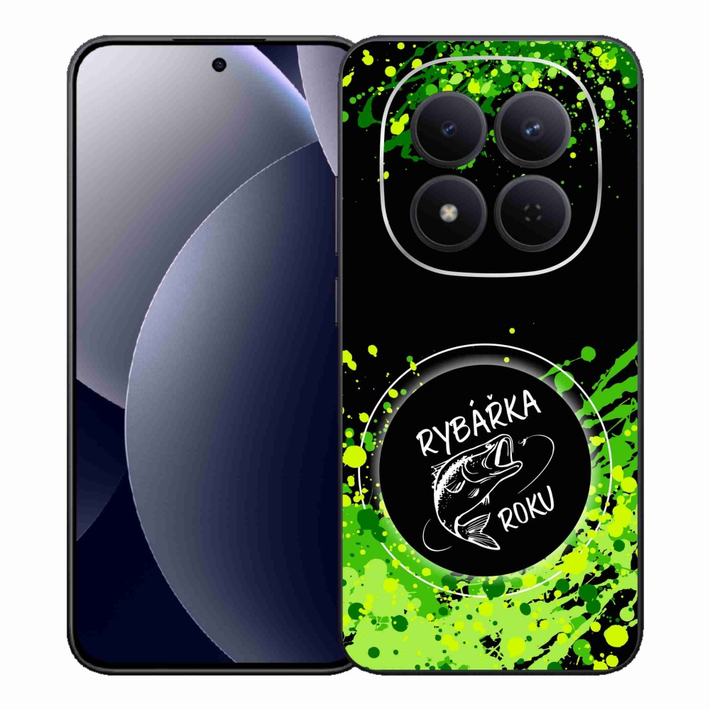 Gelový kryt mmCase na Xiaomi Redmi Note 15 Pro 5G - rybářka roku černé pozadí
