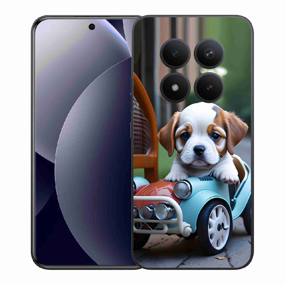 Gelový kryt mmCase na Xiaomi Redmi Note 15 Pro+ 5G - štěně v retro autě