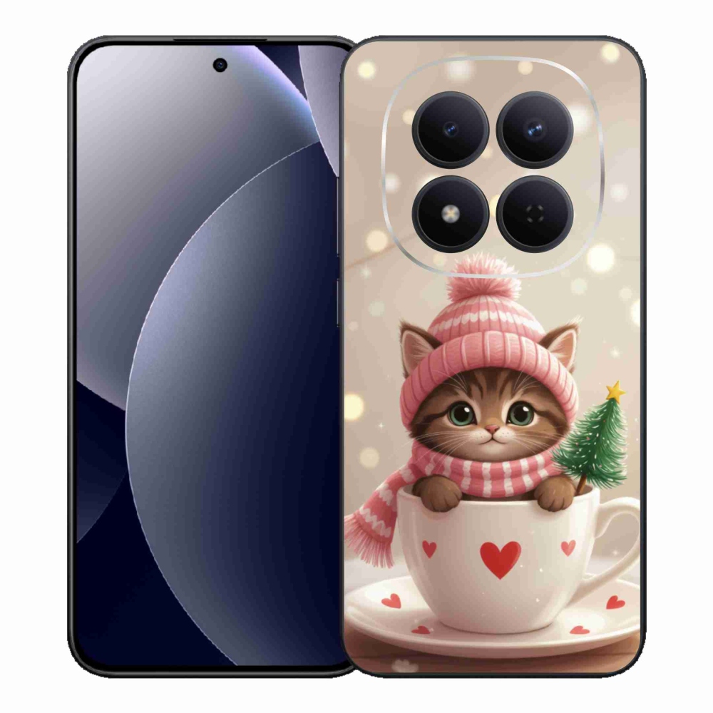 Gelový kryt mmCase na Xiaomi Redmi Note 15 Pro 5G - vánoční kotě v hrnku
