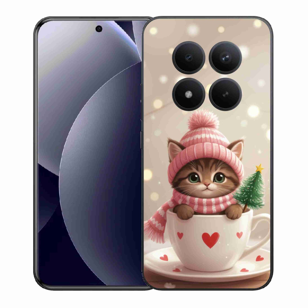 Gelový kryt mmCase na Xiaomi Redmi Note 15 Pro+ 5G - vánoční kotě v hrnku