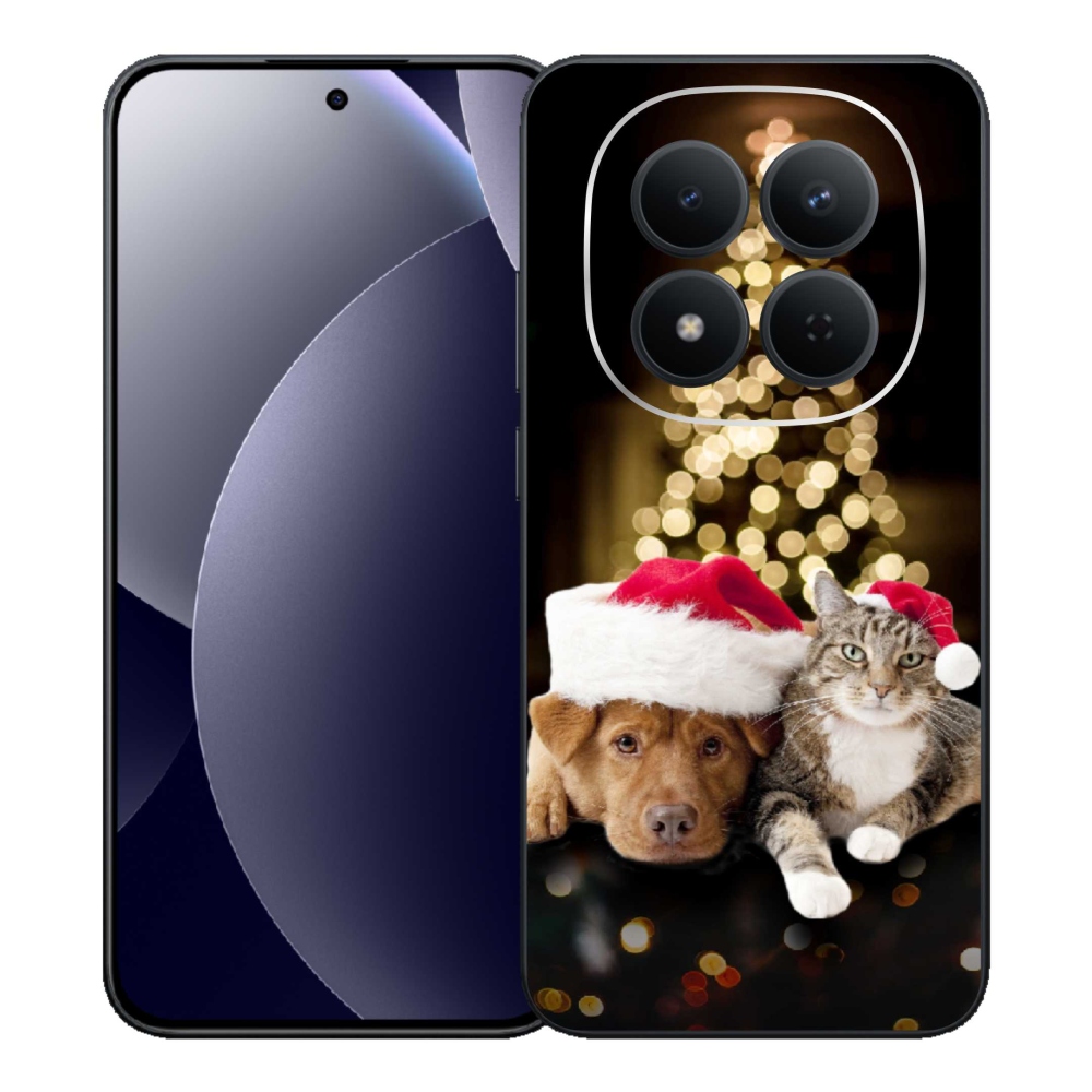 Gelový kryt mmCase na Xiaomi Redmi Note 15 Pro 5G - vánoční pes a kočka