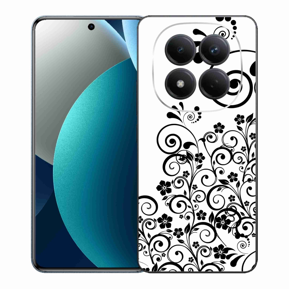 Gelový kryt mmCase na Xiaomi Redmi Note 15 Pro - černobílé květinové vzory
