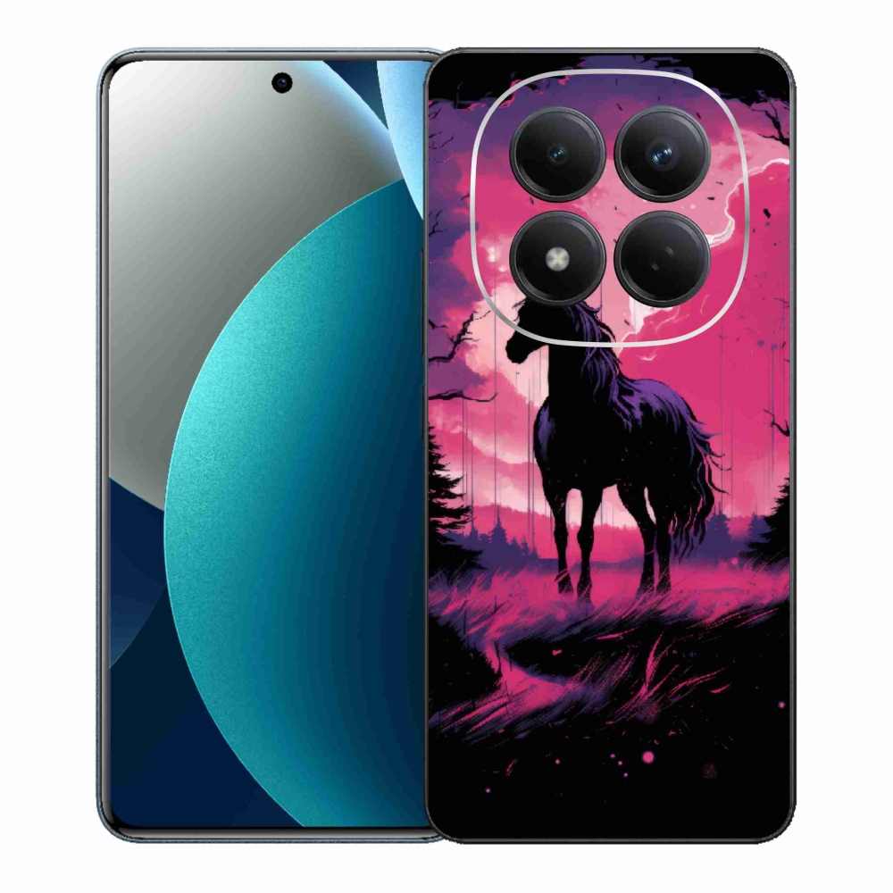 Gelový kryt mmCase na Xiaomi Redmi Note 15 Pro - černý kreslený kůň 1