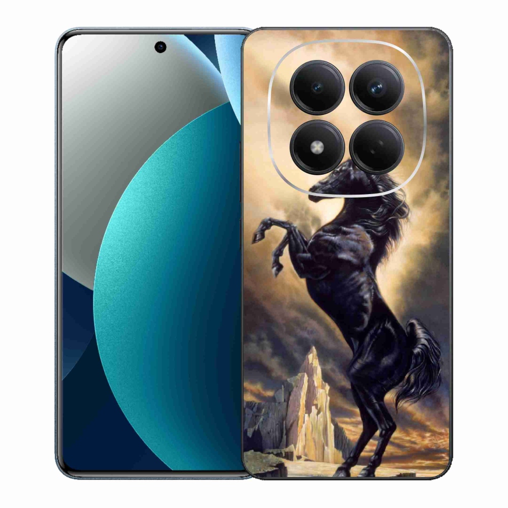 Gelový kryt mmCase na Xiaomi Redmi Note 15 Pro - černý kreslený kůň