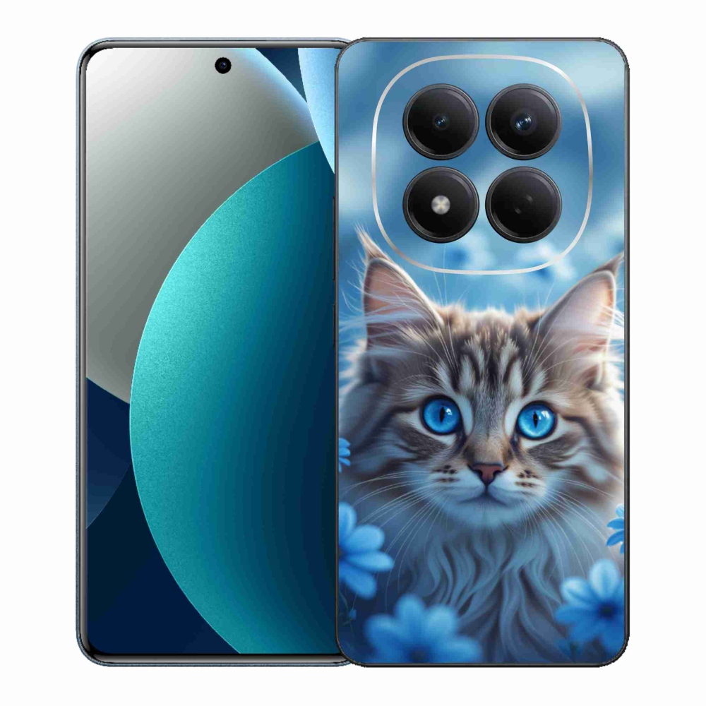 Gelový kryt mmCase na Xiaomi Redmi Note 15 Pro - koťátko v modrých květech