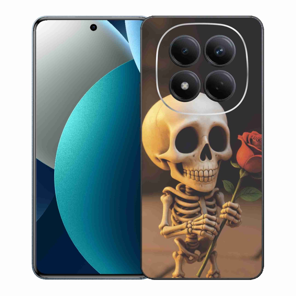 Gelový kryt mmCase na Xiaomi Redmi Note 15 Pro - kostlivec s růží