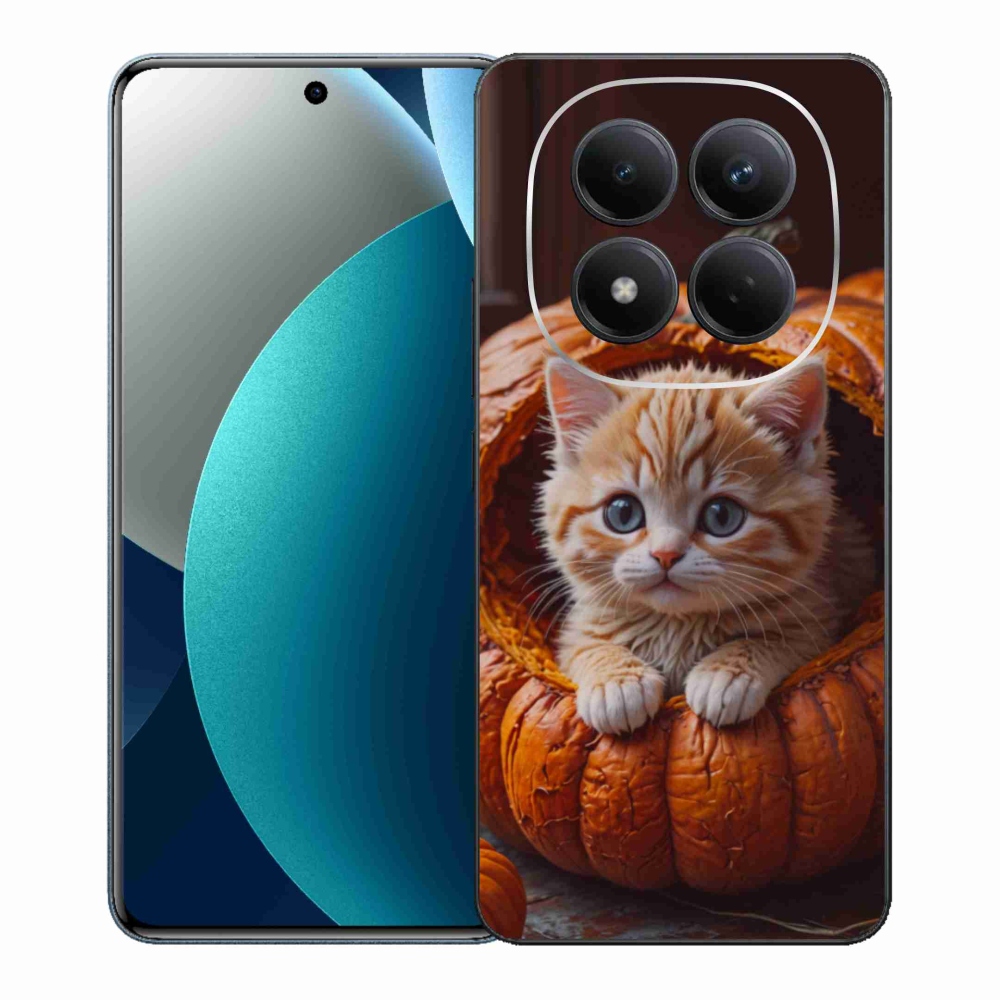 Gelový kryt mmCase na Xiaomi Redmi Note 15 Pro - kotě a dýně 2