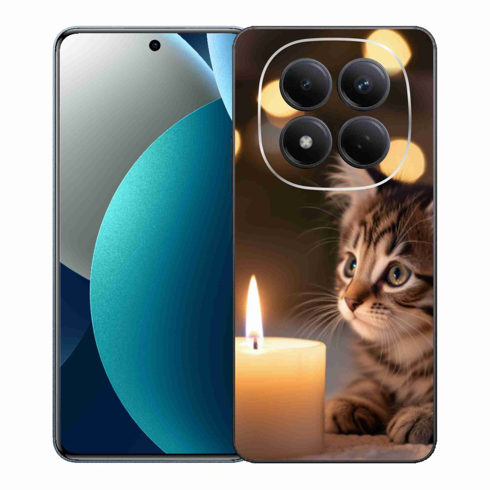 Gelový kryt mmCase na Xiaomi Redmi Note 15 Pro - kotě a svíčka