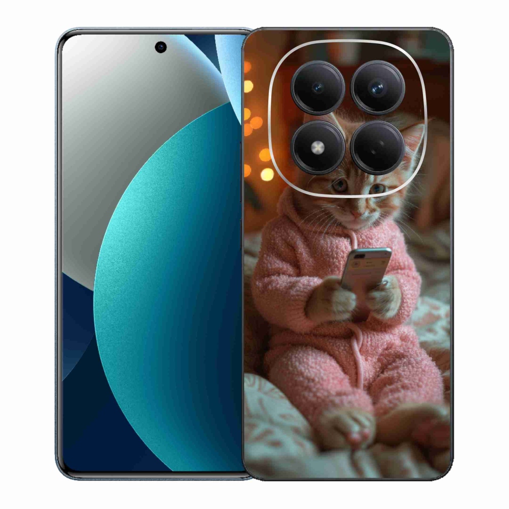 Gelový kryt mmCase na Xiaomi Redmi Note 15 Pro - kotě s mobilem