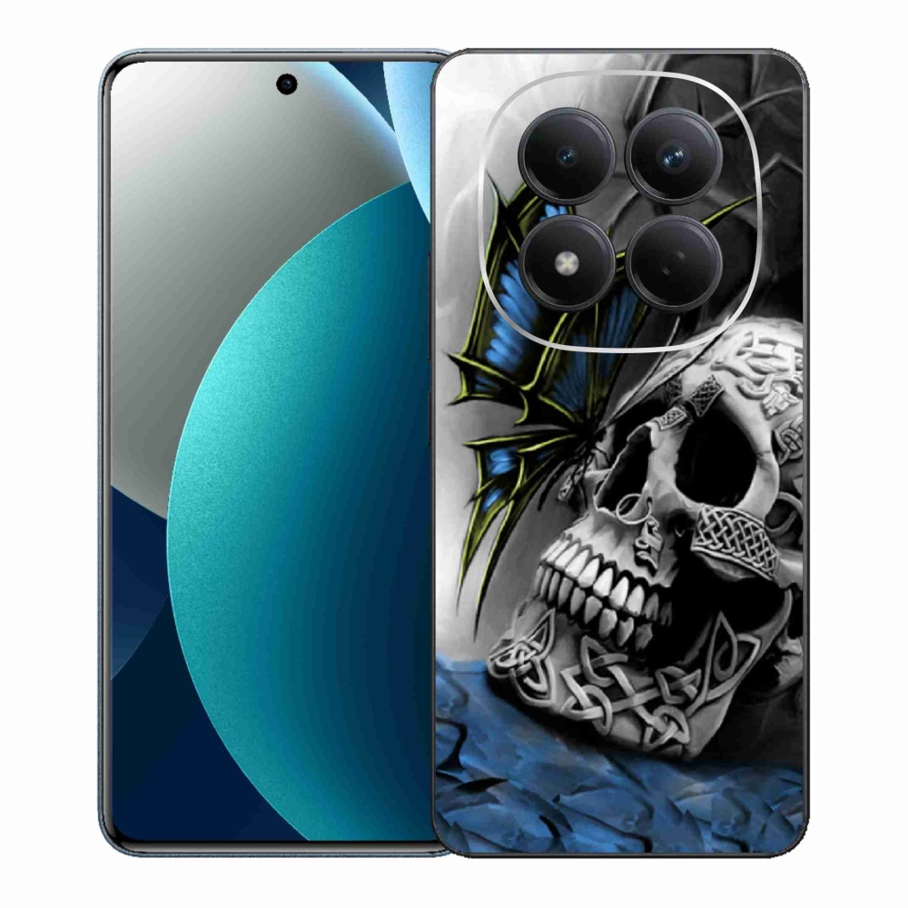 Gelový kryt mmCase na Xiaomi Redmi Note 15 Pro - motýl a lebka