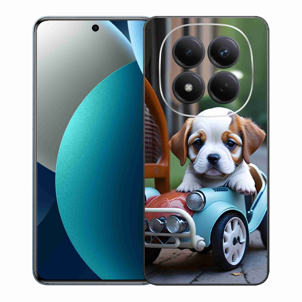 Gelový kryt mmCase na Xiaomi Redmi Note 15 Pro - štěně v retro autě