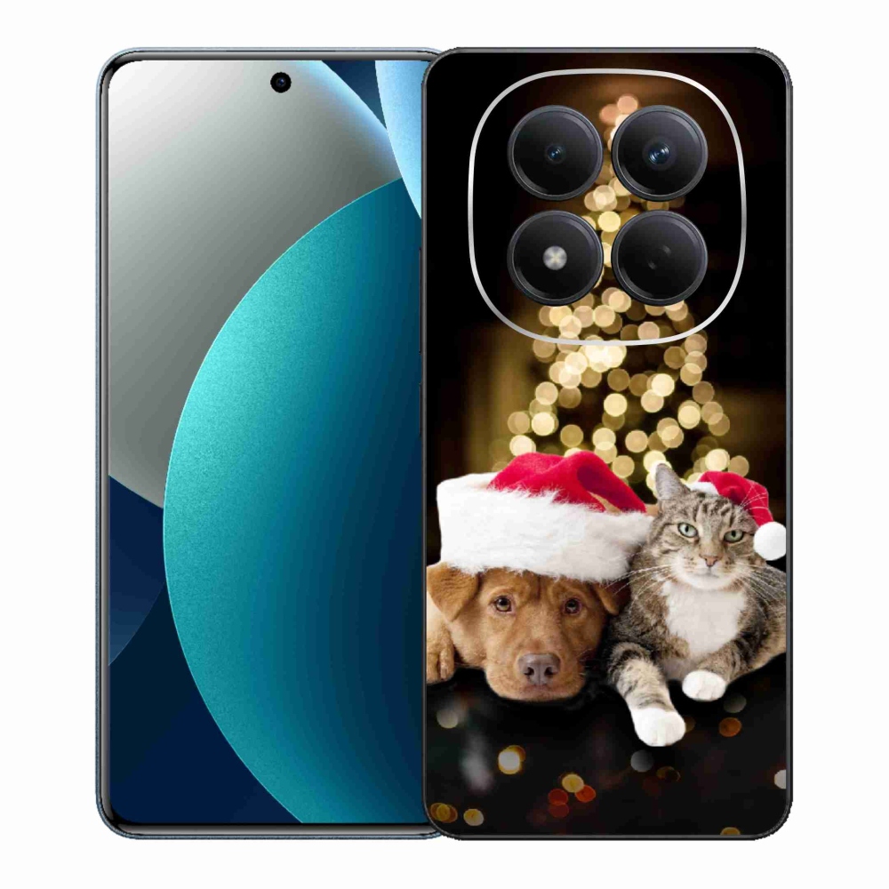 Gelový kryt mmCase na Xiaomi Redmi Note 15 Pro - vánoční pes a kočka