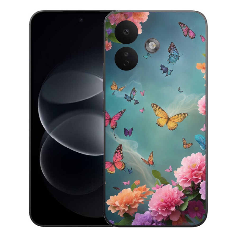 Gelový kryt mmCase na Xiaomi Redmi Note 17 Pro 5G - barevné květy a motýli