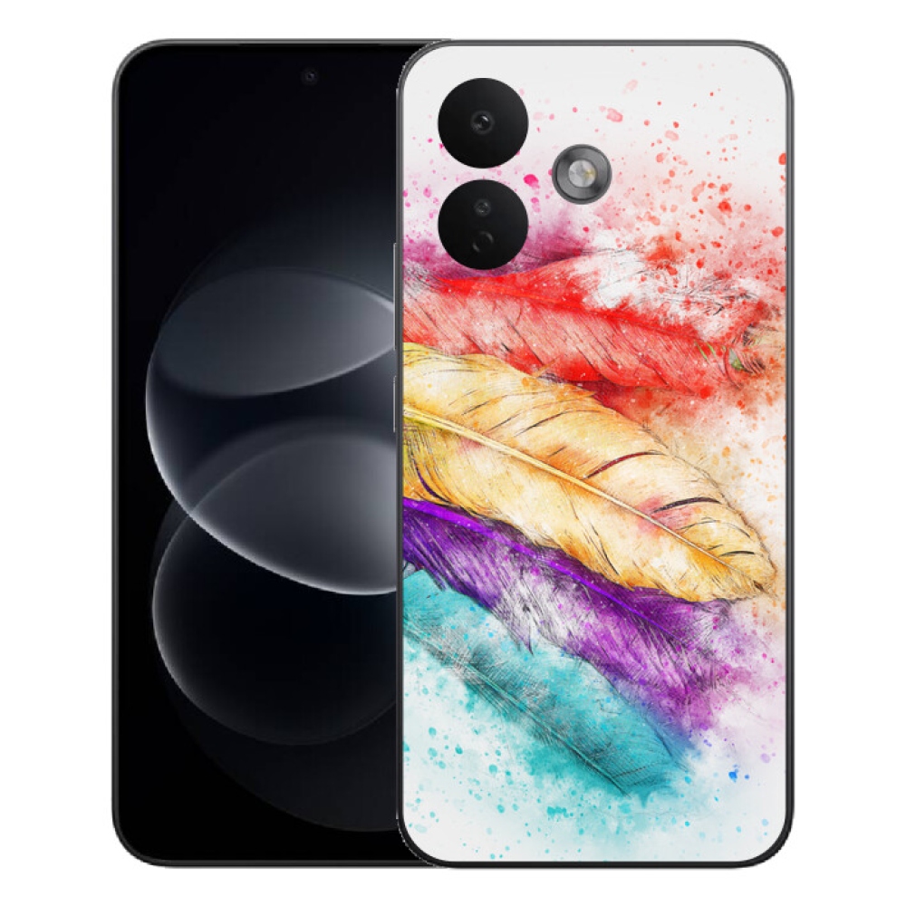 Gelový kryt mmCase na Xiaomi Redmi Note 17 Pro 5G - barevné peří