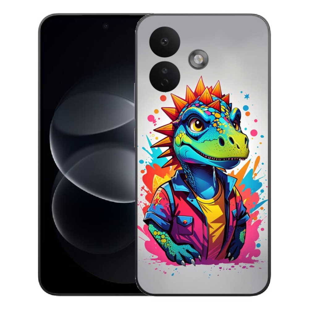 Gelový kryt mmCase na Xiaomi Redmi Note 17 Pro 5G - barevný dinosaurus
