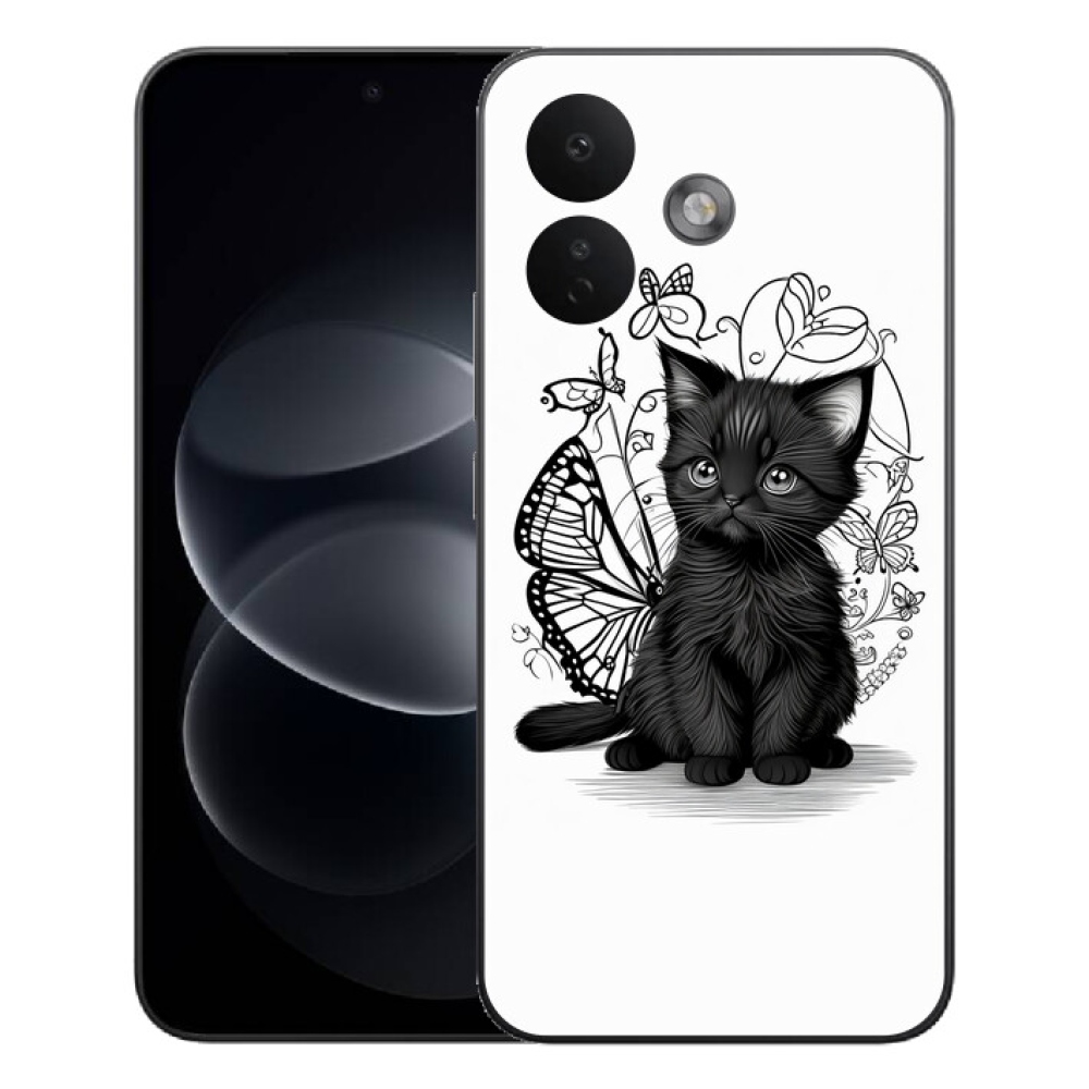 Gelový kryt mmCase na Xiaomi Redmi Note 17 Pro 5G - černé kotě