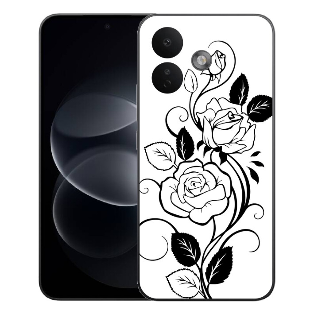 Gelový kryt mmCase na Xiaomi Redmi Note 17 Pro 5G - černobílá růže