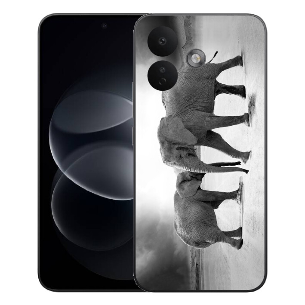 Gelový kryt mmCase na Xiaomi Redmi Note 17 Pro 5G - černobílí sloni