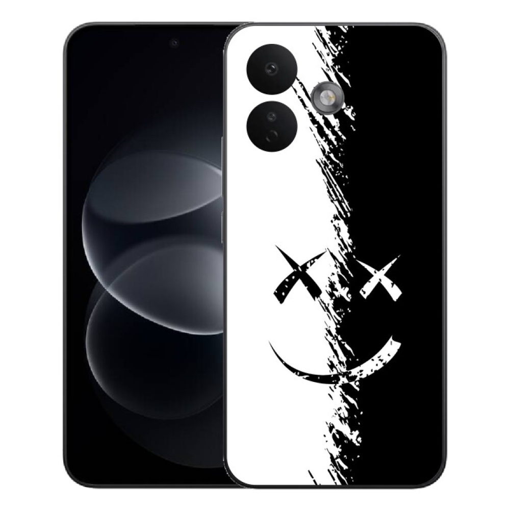 Gelový kryt mmCase na Xiaomi Redmi Note 17 Pro 5G - černobílý smajlík