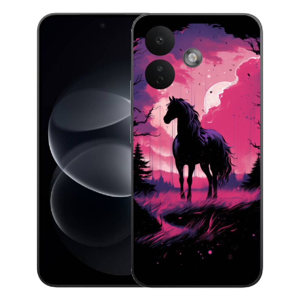 Gelový kryt mmCase na Xiaomi Redmi Note 17 Pro 5G - černý kreslený kůň 1