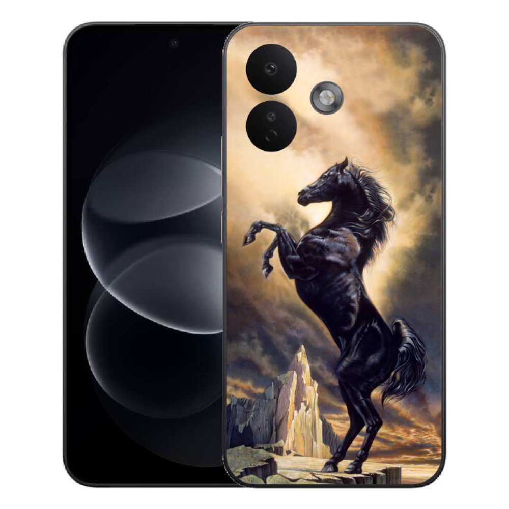 Gelový kryt mmCase na Xiaomi Redmi Note 17 Pro 5G - černý kreslený kůň