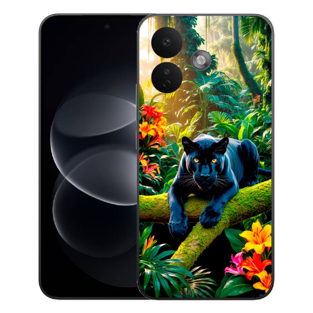 Gelový kryt mmCase na Xiaomi Redmi Note 17 Pro 5G - černý panter v džungli