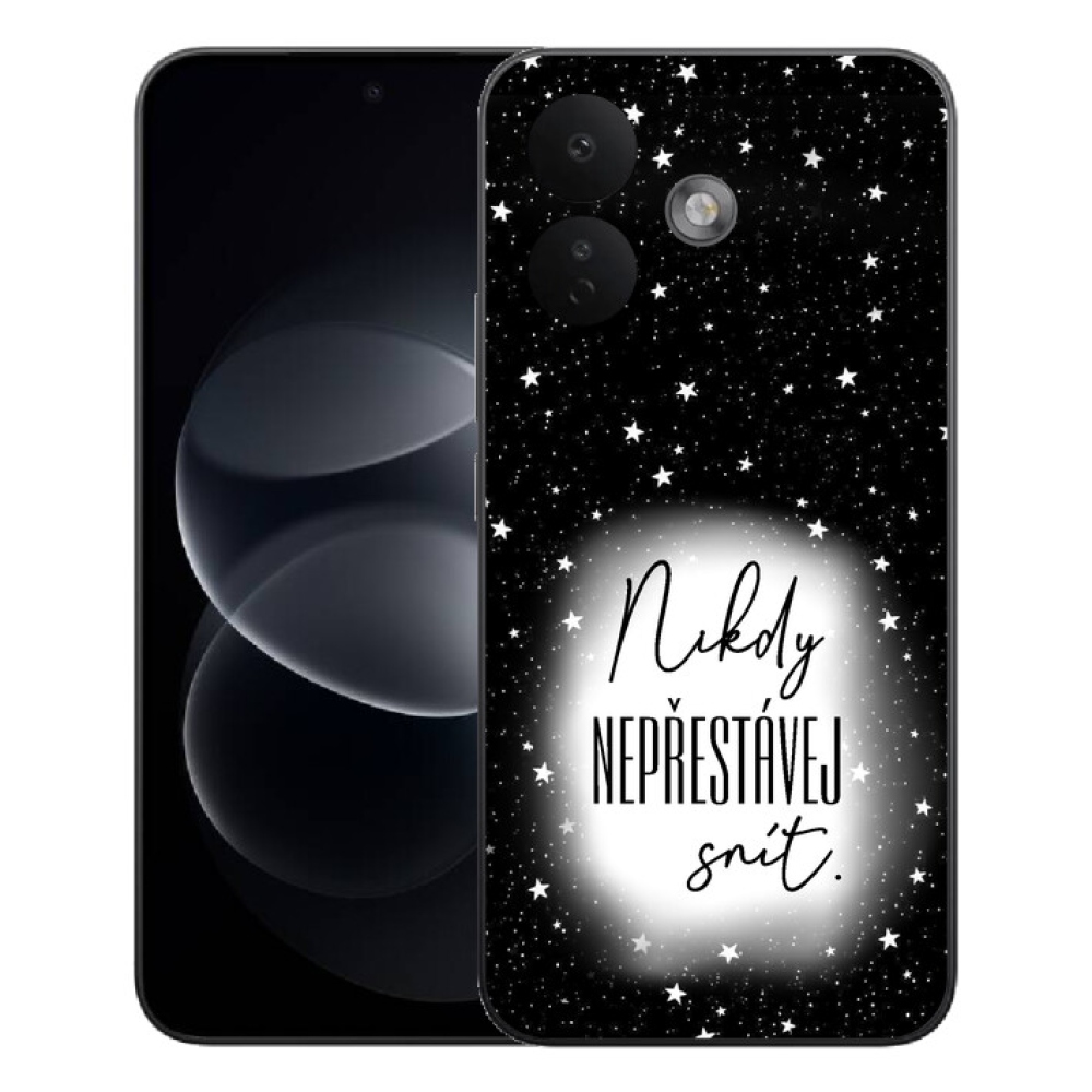 Gelový kryt mmCase na Xiaomi Redmi Note 17 Pro 5G - citát 1 bíločerné pozadí