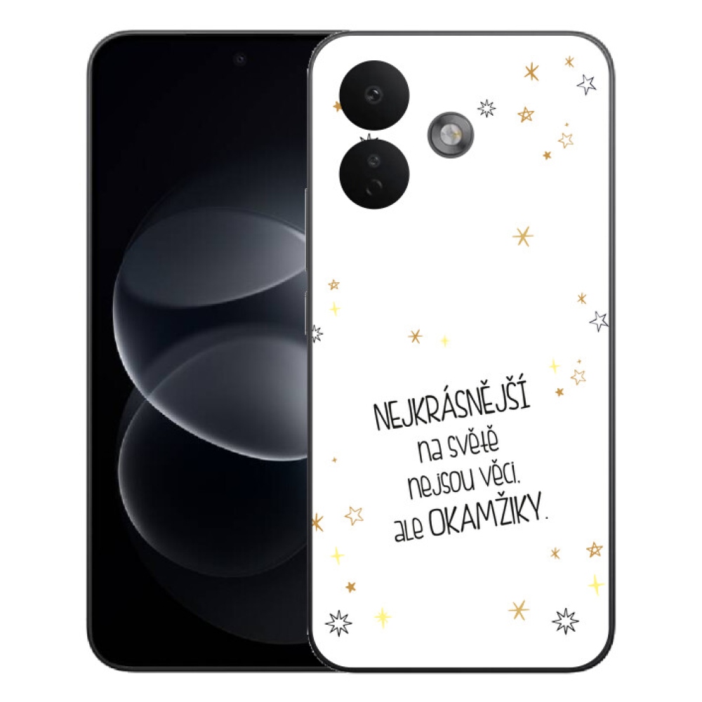Gelový kryt mmCase na Xiaomi Redmi Note 17 Pro 5G - citát 4 bílé pozadí