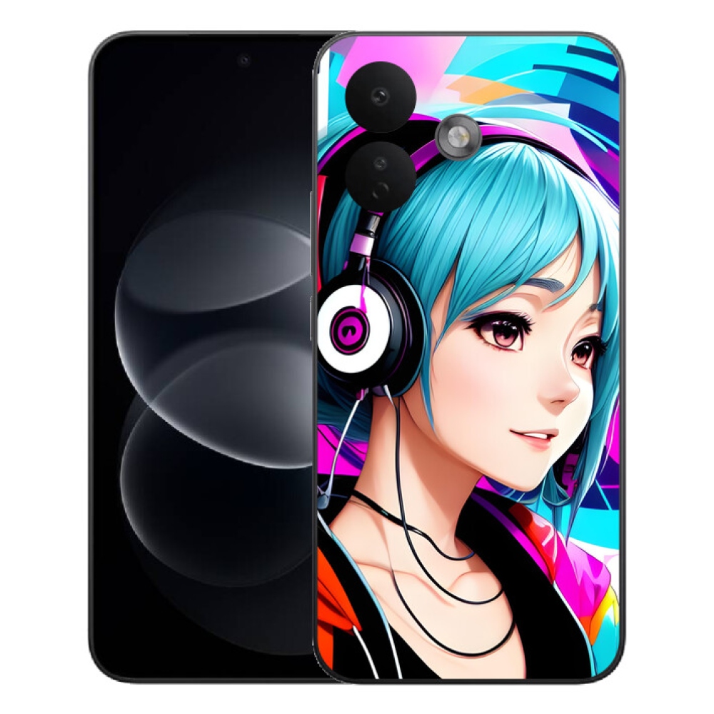 Gelový kryt mmCase na Xiaomi Redmi Note 17 Pro 5G - dívka se sluchátky