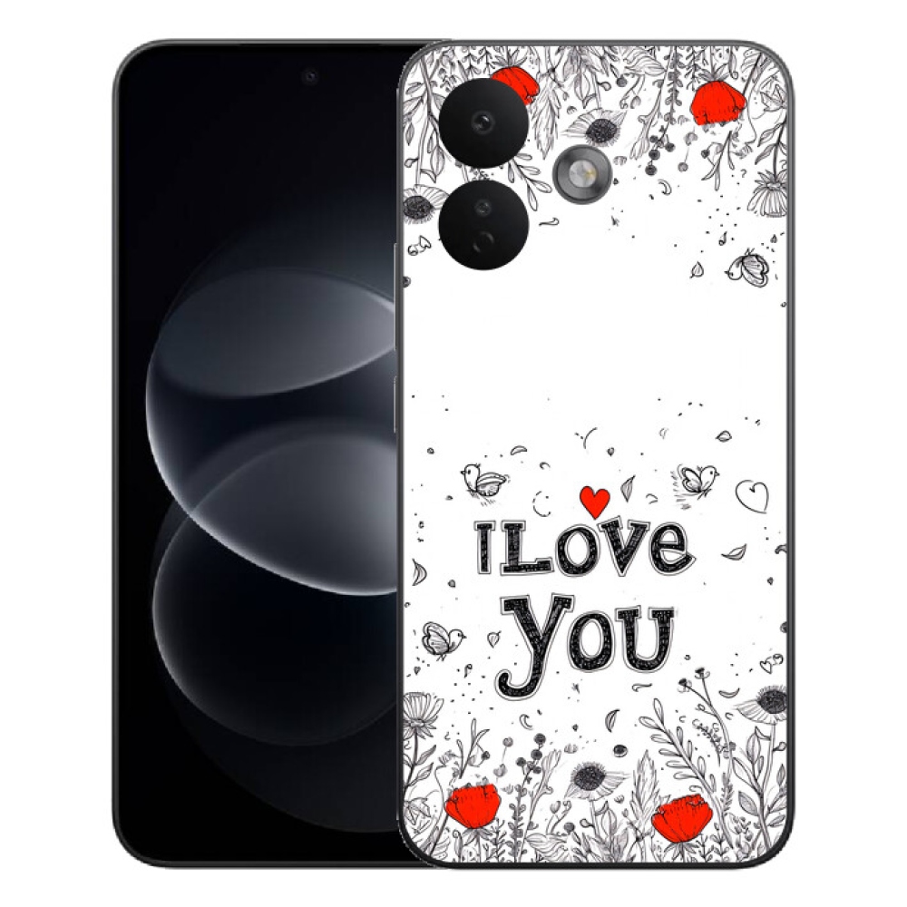 Gelový kryt mmCase na Xiaomi Redmi Note 17 Pro 5G - I love you bílé pozadí