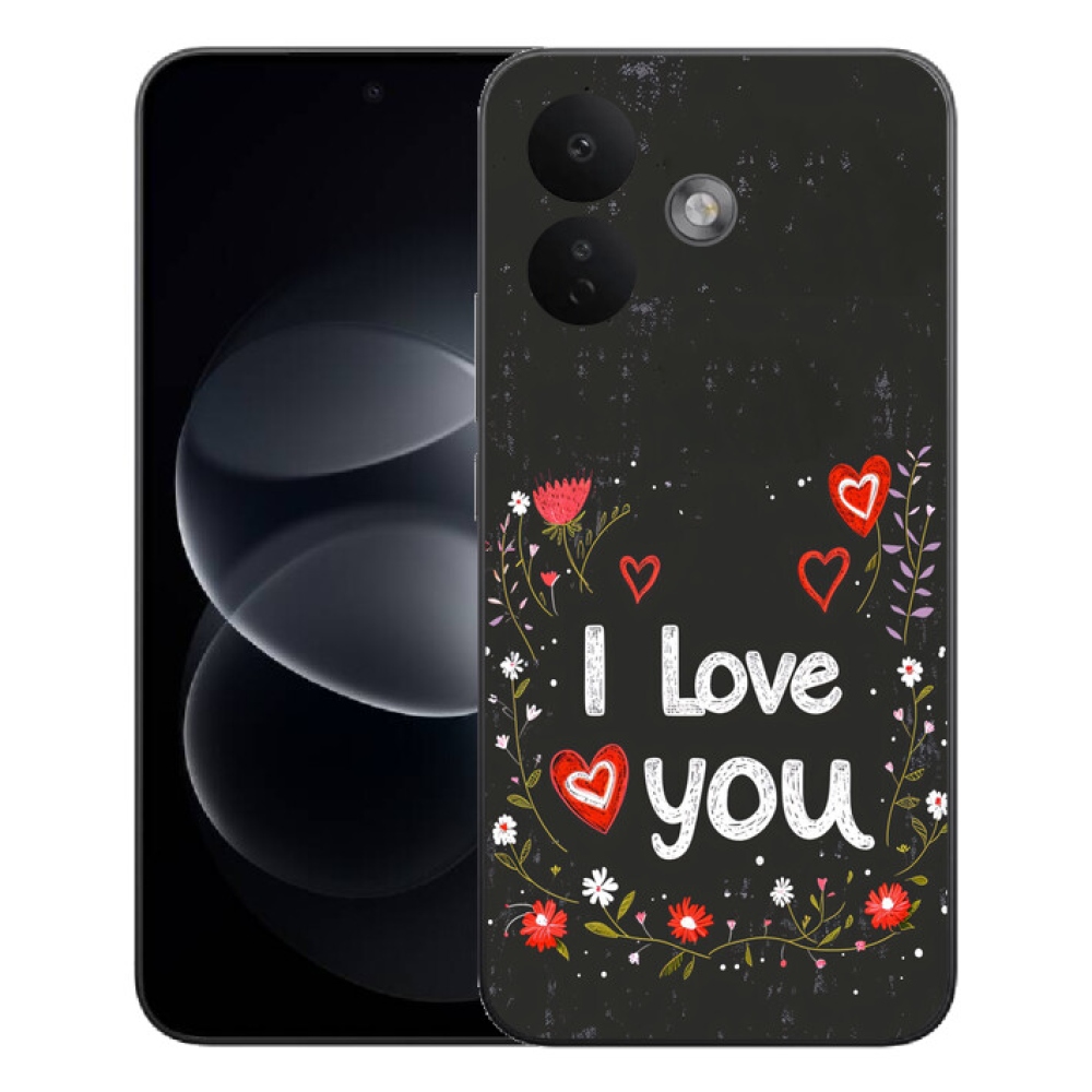 Gelový kryt mmCase na Xiaomi Redmi Note 17 Pro 5G - I love you černé pozadí