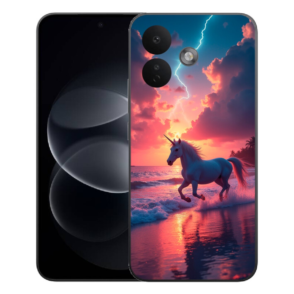 Gelový kryt mmCase na Xiaomi Redmi Note 17 Pro 5G - jednorožec na pláži