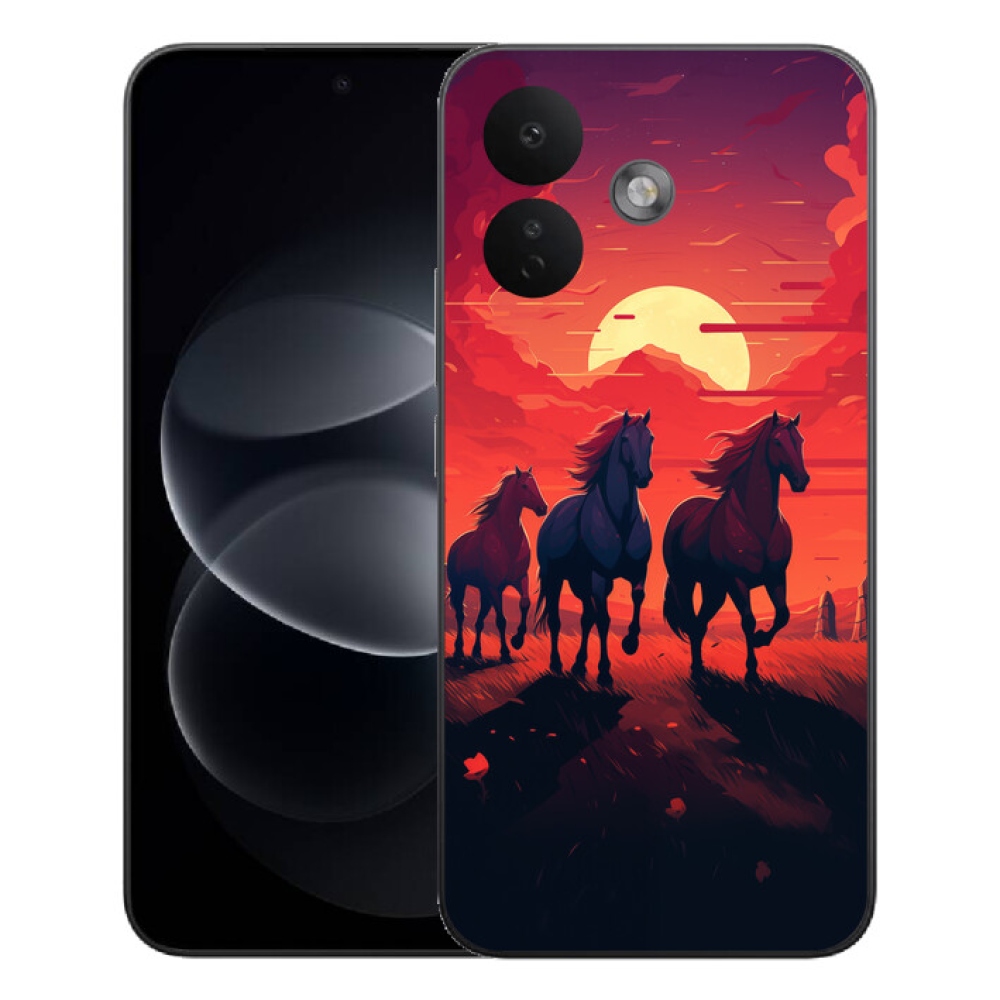 Gelový kryt mmCase na Xiaomi Redmi Note 17 Pro 5G - koně a západ slunce